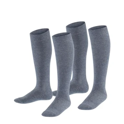 Imagen de ESPRIT Foot Logo 2 Pack K KH algodón largo unicolor pares, Calcetines largos Unisex niños, Gris (Light Grey Melange 3390) nuevo ecológico, 23 26