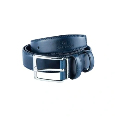 Imagen de Sergio Tacchini Cinturón para hombre Exterior Cuero PU Interior, hebilla sin níquel (Azul (442) 3,5 cm, 125 (tg 54 56))