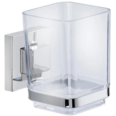 Imagen de Wenko Vacuum Loc® Vaso para cepillos de Dientes Acero Fino Quadro Brillante