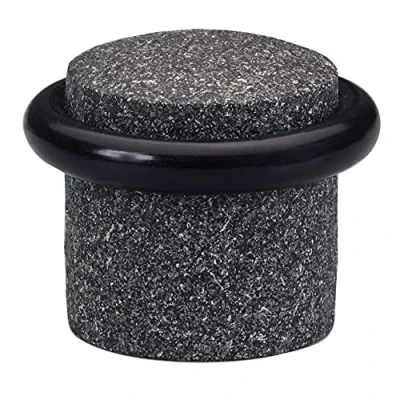 Imagen de WAGNER Tope para la Puerta TOWER, de Suelo Ø 39 x 36 mm, Madera en Óptica Granito, Goma Termoplástica, Negro, Atornillar, Incluye Taco y Tornillo 15508411