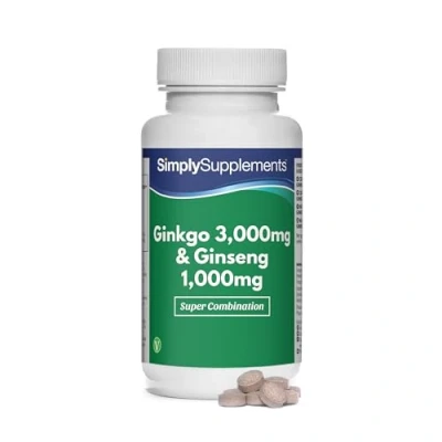 Imagen de Ginkgo Biloba y Ginseng Coreano ¡Bote para 6 meses! Apto veganos 360 Comprimidos SimplySupplements
