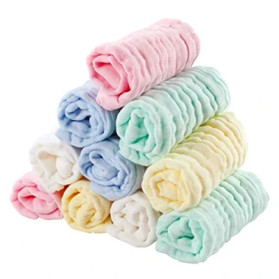 Imagen de EXTSUD 10PCS Toallitas de Muselina para Bebés Toallas Suaves Bebés, Recién Nacidos, Algodón, 25 x 25cm