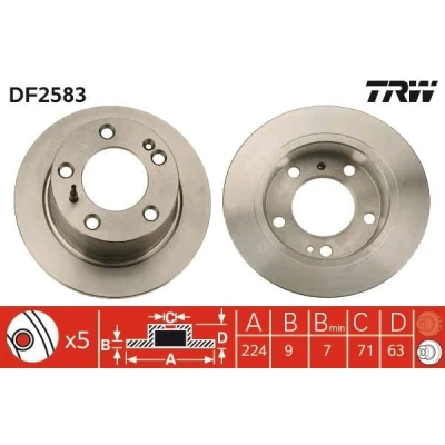 Imagen de TRW DF2583 Disco de freno 224 9 5 108 macizo barnizado CITROËN: XM II Hatchback