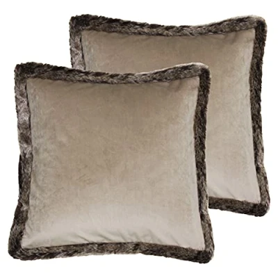 Imagen de Paoletti Cojines llenos de poliéster Kiruna Twin Pack, Gris Pardo, 45 x 45cm, 2