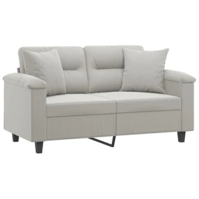 Imagen de vidaXL Sofá de 2 Plazas con Cojines, Asiento Reposabrazos, Tapizado Televisión, para Salón, Tela Microfibra Gris Claro