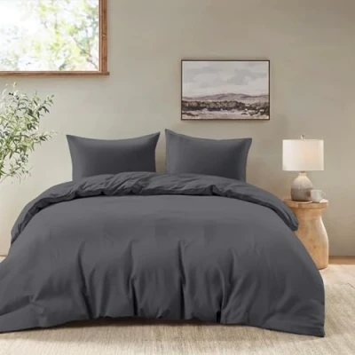 Imagen de Dreamzie Funda Nordica Cama 155x220 cm con 2 Almohada 80x80 Gris Oscuro nordicas Adulto de 100% Microfibra. Certificada sin Productos Químicos (Oeko Tex)