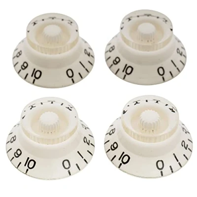 Imagen de Musiclily Pro Tamaño Métrico 18 Splines Botones de Potenciómetros Sombrero Perillas para Asia Import Guitarra o Bajo Split Shaft Pots, Blanco (Juego 4)