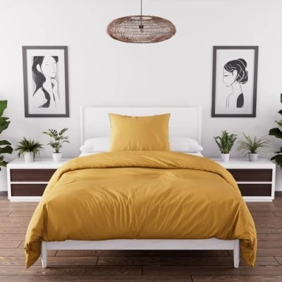 Imagen de Intemporel Juego de Funda nórdica Boheme Microfibra Lavada, Amarillo (Mostaza), 140 x 200 cm