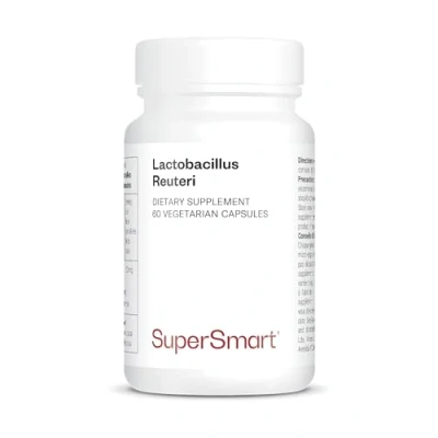 Imagen de Lactobacillus Reuteri Suplemento para el bienestar digestivo 5 mil millones de UFC al día Contribuye a un tránsito intestinal saludable Sin OGM 60 DR Caps™ gluten Supersmart