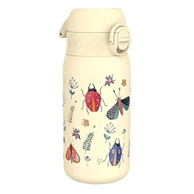Imagen de Ion8 Botella Agua para Niños, a Prueba de Fugas, Fácil Abrir, Cerradura Segura, Apta Lavavajillas, Asa Transporte, Limpiar, Diseño Vida Insectos