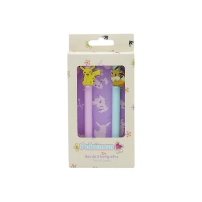 Imagen de CYPBRANDS Pokemon, Bolígrafo, Set de 2 bolígrafos, Eeve, Pikachu, Escritura, Multicolor, Producto Oficial