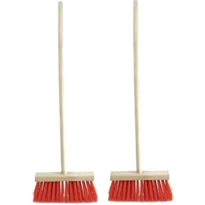 Imagen de Synx Tools Set 2x de Escoba exterior Rojo Artículos Jardín Barredora Calle 120/ 28cm ancho con tallo