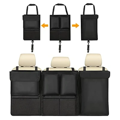 Imagen de URAQT organizador de maletero coche, desmontable almacenamiento supercapacidad, multipropósito, plegable, bolsa coche con 7 bolsillos, correa