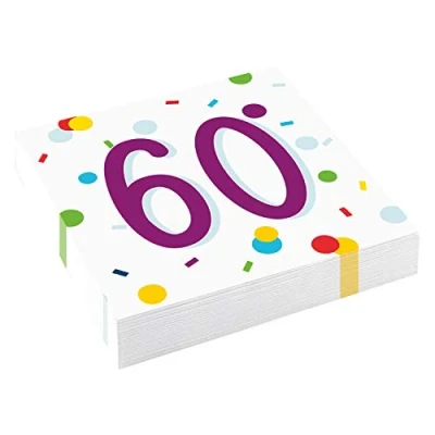 Imagen de amscan Servilletas de Confeti Birthday 60, Multicolor, 20, Paper