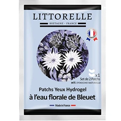 Imagen de Littorelle 1x Máscara para los Ojos, Parches de Hidrogel con agua floral Aciano Fabricada en Francia Hidrata, Calma e Ilumina Ojos Antiojeras Antibolsas Eye Mask Cansados