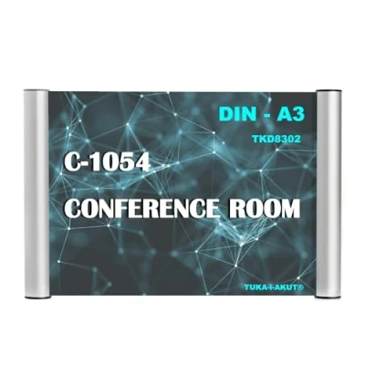 Imagen de TUKA i AKUT A3 Placa para puerta, placas transparente, extra robusto, señal de puerta oficina, letrero 420mm x 297mm, información, Montaje Atornillado o Fijación Adhesiva, TKD8302