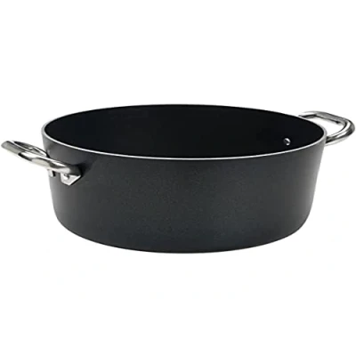Imagen de Ollas Agnelli Alblack Cazuela Alta de Aluminio, Espesor 3 mm, con 2 Asas en Acero Inoxidable, Negro, 32 cm