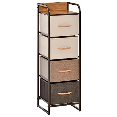 Imagen de HOMCOM Cómoda de Tela con 4 Cajones Extraíbles y Plegables Base Elevada Mueble Almacenamiento para el Dormitorio Salón 31x29x99 cm Multicolor