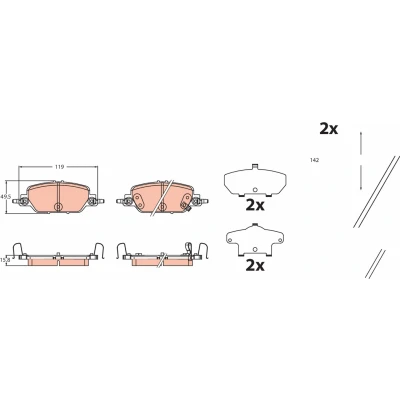 Imagen de TRW GDB2513 Juego de pastillas freno con avisador acústico desgaste accesorios HONDA: CR V (RW, RT) 1.5 AWD, VTEC, VTEC AWD