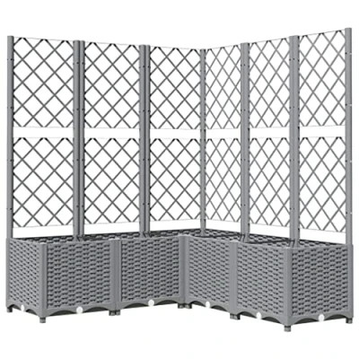 Imagen de vidaXL Jardinera con enrejado PP gris claro 120x120x136 cm