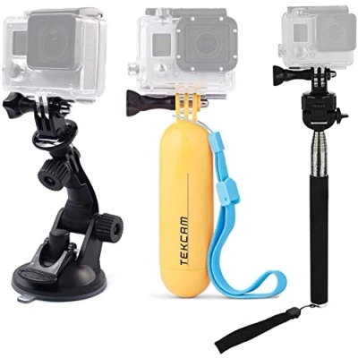 Imagen de TEKCAM Selfie Stick Kit de Acción Cámara, Soporte Ventosa Palo Empuñadura Flotante Compatible con GoPro Hero 13 12 11 10 9 8/ AKASO/VEMONT/Apexcam/WOLFANG/COOAU