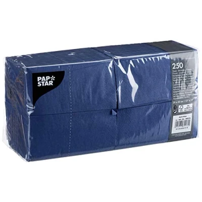 Imagen de Papstar 84576 Juego de 250 servilletas (Pliegue 1/8, 33 x cm, 3 Capas), Color Azul Oscuro