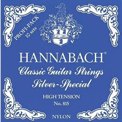 Imagen de Hannabach Cuerdas para guitarra clásica Serie 815 High Tension Plateado especial, juego graves 10x E6/Mi6, A5/La5 and 13x D4/Re4