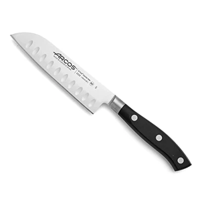 Imagen de Arcos Serie Riviera Cuchillo Santoku Asiático Hoja de Acero Inoxidable Forjado NITRUM 140 mm Mango Polyoxymethylene (POM) Color Negro