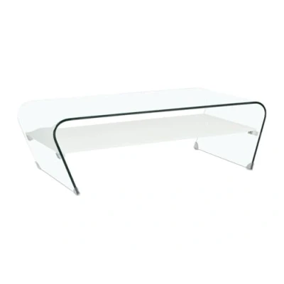 Imagen de Vente unique Mesa de Centro Kelly Cristal Templado Blanco Tabla Lacado