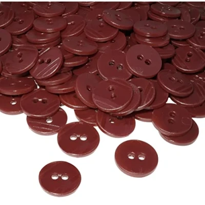 Imagen de AERZETIX C56425 Juego de 100 Botones redondos Ø15x2.2mm 24L L24 con 2 agujeros color burdeos en plástico diámetro apertura 2mm mercería/costura/artesanía/moda/bordado