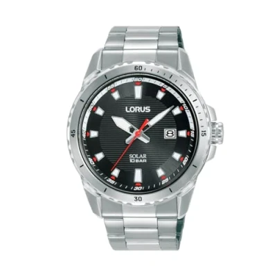 Imagen de Lorus Reloj Analógico de Cuarzo para Hombre con Pulsera Acero Inoxidable, Plata/Negro
