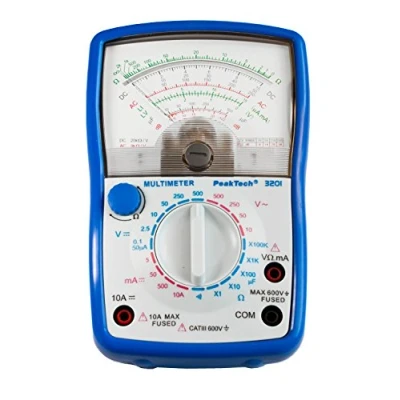 Imagen de PeakTech Multímetro analógico, Cat III 600 V, amperímetro 10 A CC, voltímetro 500 V CA/CC, comprobador de continuidad, 1 pieza, P 3201, azul
