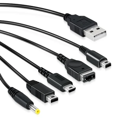 Imagen de Mcbazel Cable Cargador Usb 5 en 1, Various Types Of Interfaces Compatible con Consolas DS Lite/NDS/New 3DS XL/New 3DS/3DS XL/3DS/2DS/DSi XL/Wii U/GBA SP/PSP1000/2000/3000
