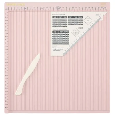 Imagen de Vaessen Creative Score Easy Base para Marcar en cm con Plegadera de Hueso y Guía Hacer Tarjetas Manualidades Papel, Rosa, 30,5 x