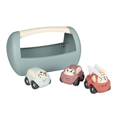 Imagen de Smoby Little Set 3 vehículos 1ª Edad Coches y Camiones de Bombero Caja Transporte 12 Meses 140204 Verde