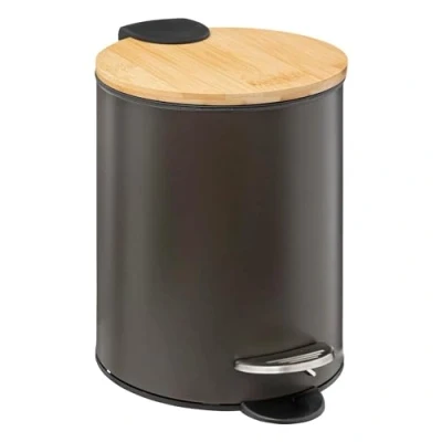 Imagen de UNIMASA Papelera de baño con Tapa Madera 3L Cubo Basura para y Pedal Cierre silencioso Negro