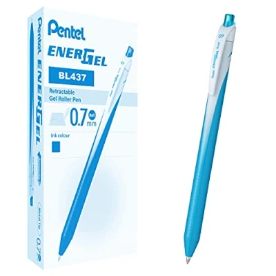 Imagen de Pentel BL437 Energel Slim Roller 0,7 mm, azul claro, 12 unidades