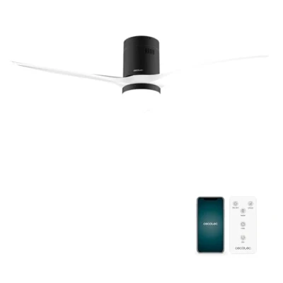 Imagen de Cecotec Ventilador de Techo EnergySilence Aero 5600 Aqua Black&amp;White Connected 40 W y 52,Wifi, Mando a distancia, protección IP44, luz, 6 velocidades, 3 aspas, modo winter summer,temporizador 8h