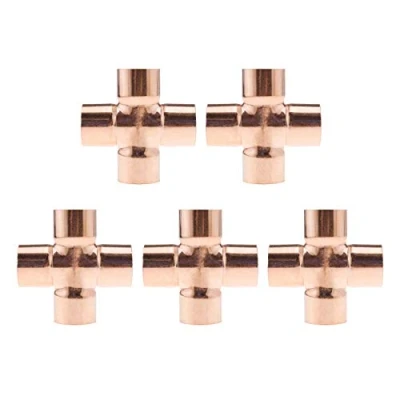 Imagen de Be In Your Mind 5 piezas de 15 mm 4 vías unión cruzada para fontanería, aire acondicionado, refrigeración, calefacción central, tuberías gas