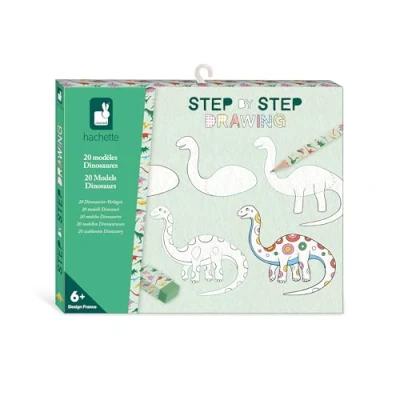 Imagen de Janod Step by Drawing Aprender A Dibujar 20 Modelos de Dinosaurios Kit Dibujo para Niños Aprendizaje y Concentración partir 6 años J09154