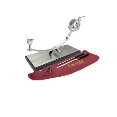 Imagen de FERRETERIA LEPANTO jamonero Profesional Giratorio y basculante, Soporte con Base de DM mas Lamina Acero Inoxidable Modelo Serrano (Set Arcos Burdeos)