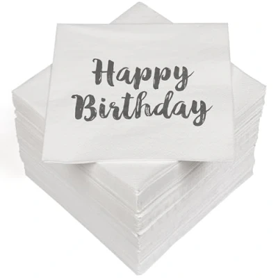Imagen de HEKU 100 servilletas, 3 capas, 33 x cm, absorbentes y prácticas, ideales para bodas, aniversarios ocasiones especiales, Happy Birthday 2