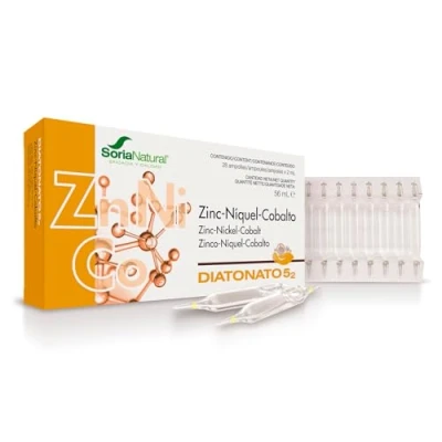 Imagen de Soria Natural Diatonato 5.2 Suplemento a Base de zinc, níquel y cobalto en Ampollas Favorece Salud la Piel Antioxidante las Funciones Enzimáticas Caja con 28 2 ml