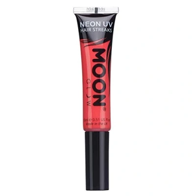Imagen de Moon Glow Mechas de Color neón UV Máscara para el pelo Tinte temporal lavable brillante, brilla bajo la luz Rojo intenso 15 ml (Paquete 1)