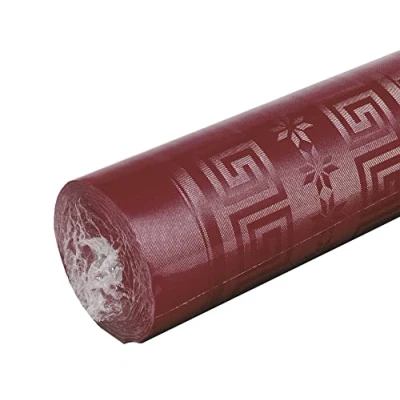 Imagen de Pro Nappe Ref R485022I Mantel de Papel Damasco desechable en Rollo 50 M Largo X 1,20 Ancho Color Burdeos con Estampado Universal Chic y clásico
