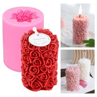 Imagen de molde de silicona para velas, rosas y 3D, flores, moldeo silicona, jabón, moldes chocolate, fondant, pastel