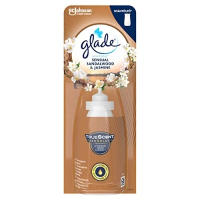 Imagen de Glade recambio para Ambientador Automático Sense &amp; Spray con sensor de movimiento, Fragancia Jazmín y sándalo, 1 18 ml