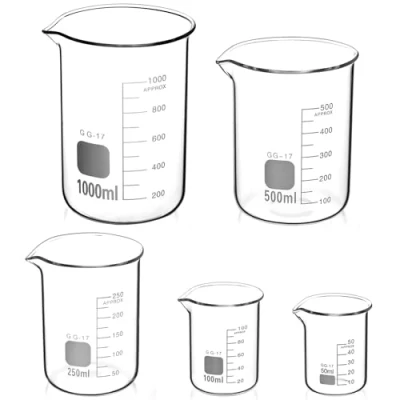 Imagen de QWORK® 5 Piezas Vaso de Precipitados Graduado 50ml 100ml 250ml 500ml 1000ml, Vidrio Borosilicato 3.3 para Cocina y Laboratorio