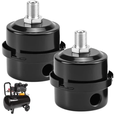 Imagen de QWORK® Paquete de 2 compresor aire Silenciador, silenciador ruido filtro metal, 1/4 &quot;PT 12 mm