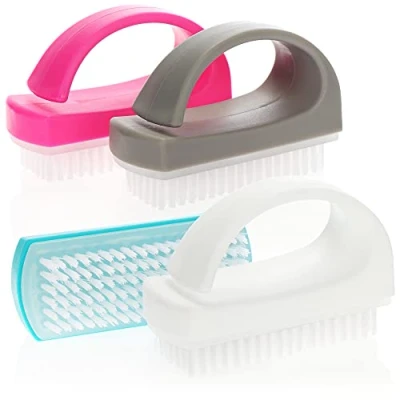 Imagen de com four® 4X Cepillo para Manos de uñas con Mango Lavado plástico (04 Piezas Mezcla Colores 3)